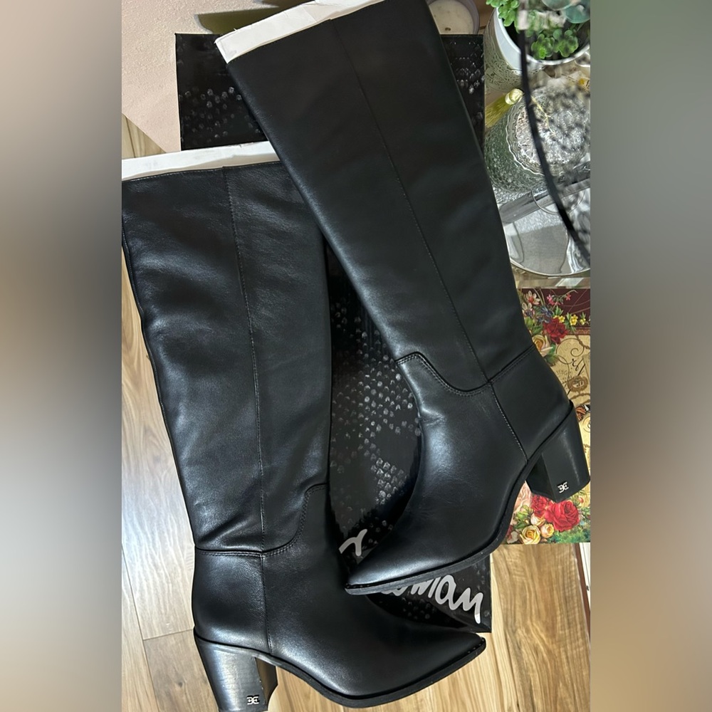 Sam Edelman Lindsey Black Leather Over the Knee Boots Size 8
